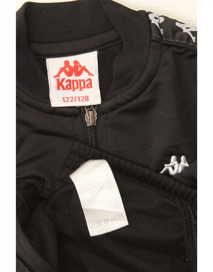 Kappa Boys Graphic Chándal Top Chaqueta 7-8 Años Negro Poliéster