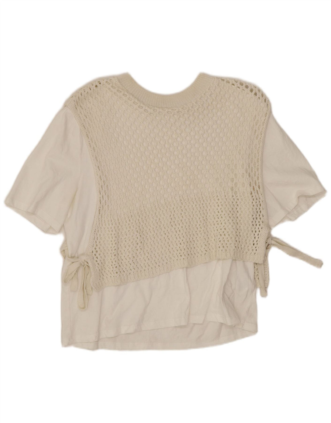 Zara Blusa Corta De Ganchillo Para Mujer Top Reino Unido 44 Medio Algodón Blanco Roto