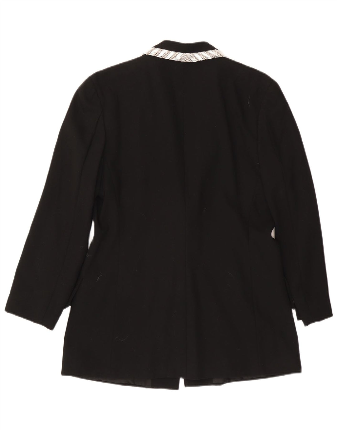VINTAGE Chaqueta Blazer de 1 botón para mujer Reino Unido 14 Lana negra grande