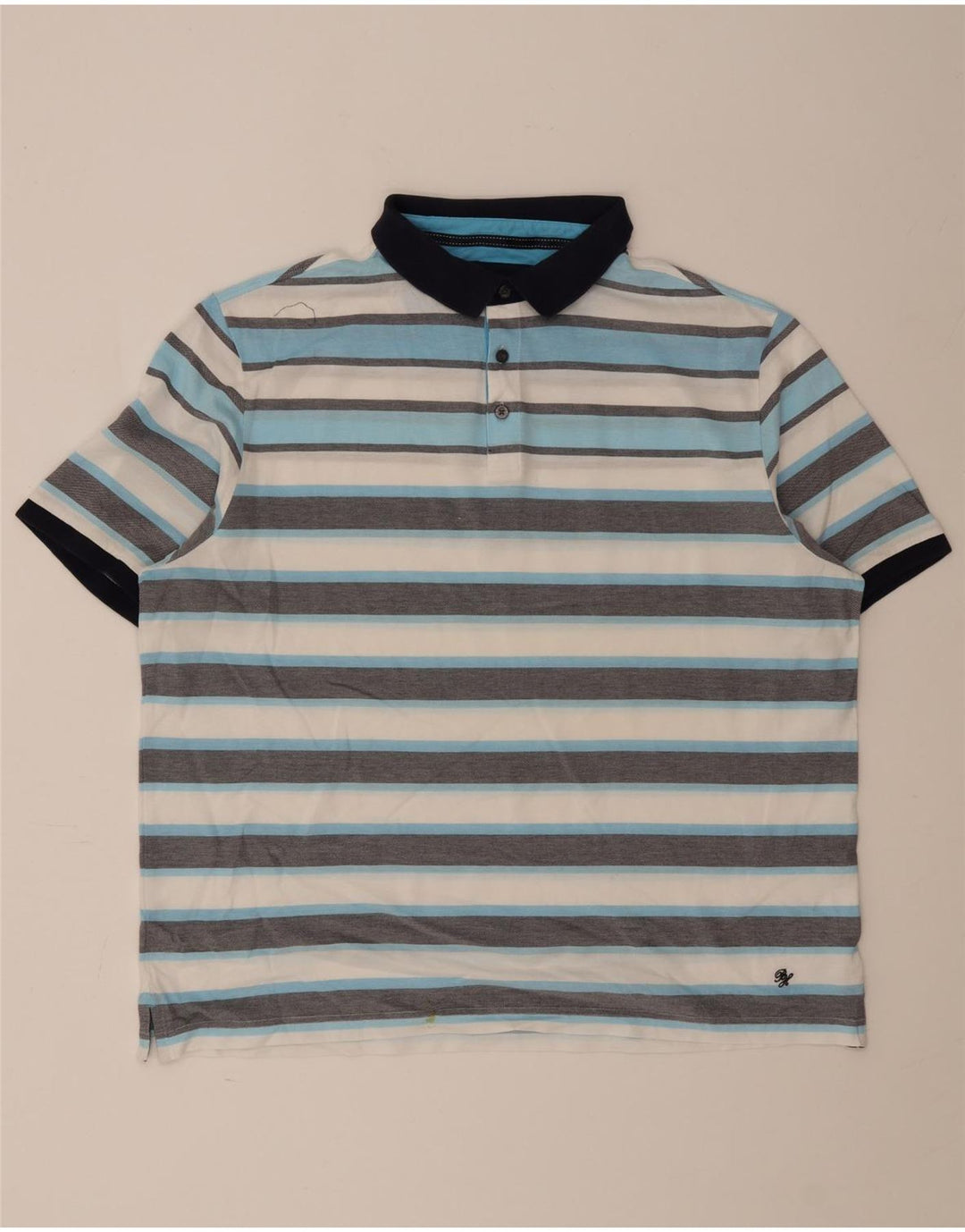 Marks & Spencer Polo azul Harbor para hombre, talla 2XL, rayas multicolor