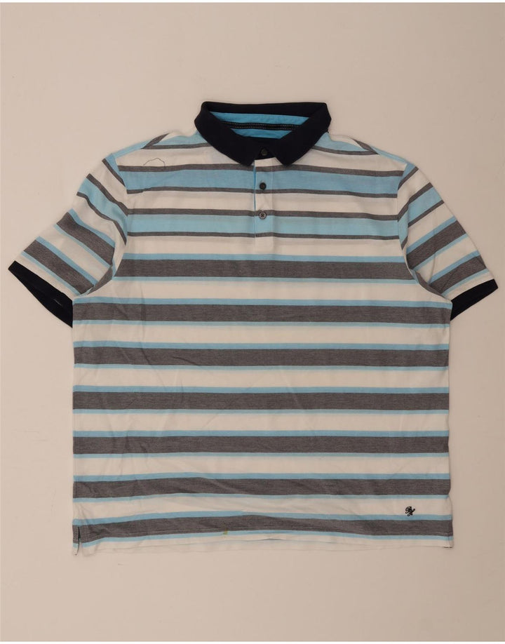 Marks & Spencer Polo azul Harbor para hombre, talla 2XL, rayas multicolor