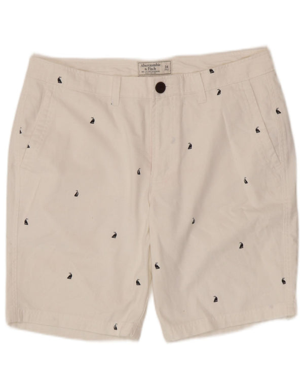 Abercrombie & Fitch Pantalones cortos chinos gráficos para hombre W34 Algodón blanco grande