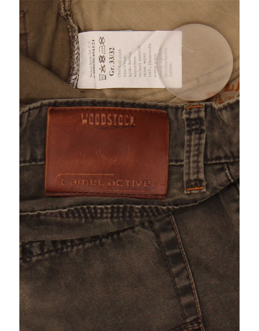 Vaqueros rectos para hombre Camel Active W33 L32 Algodón caqui