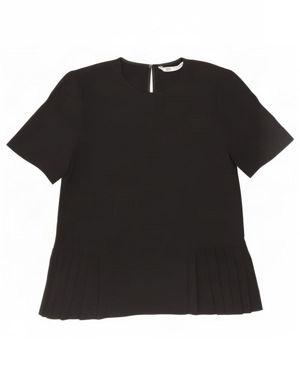 Zara Mujer Blusa Top UK 10 Small Negro