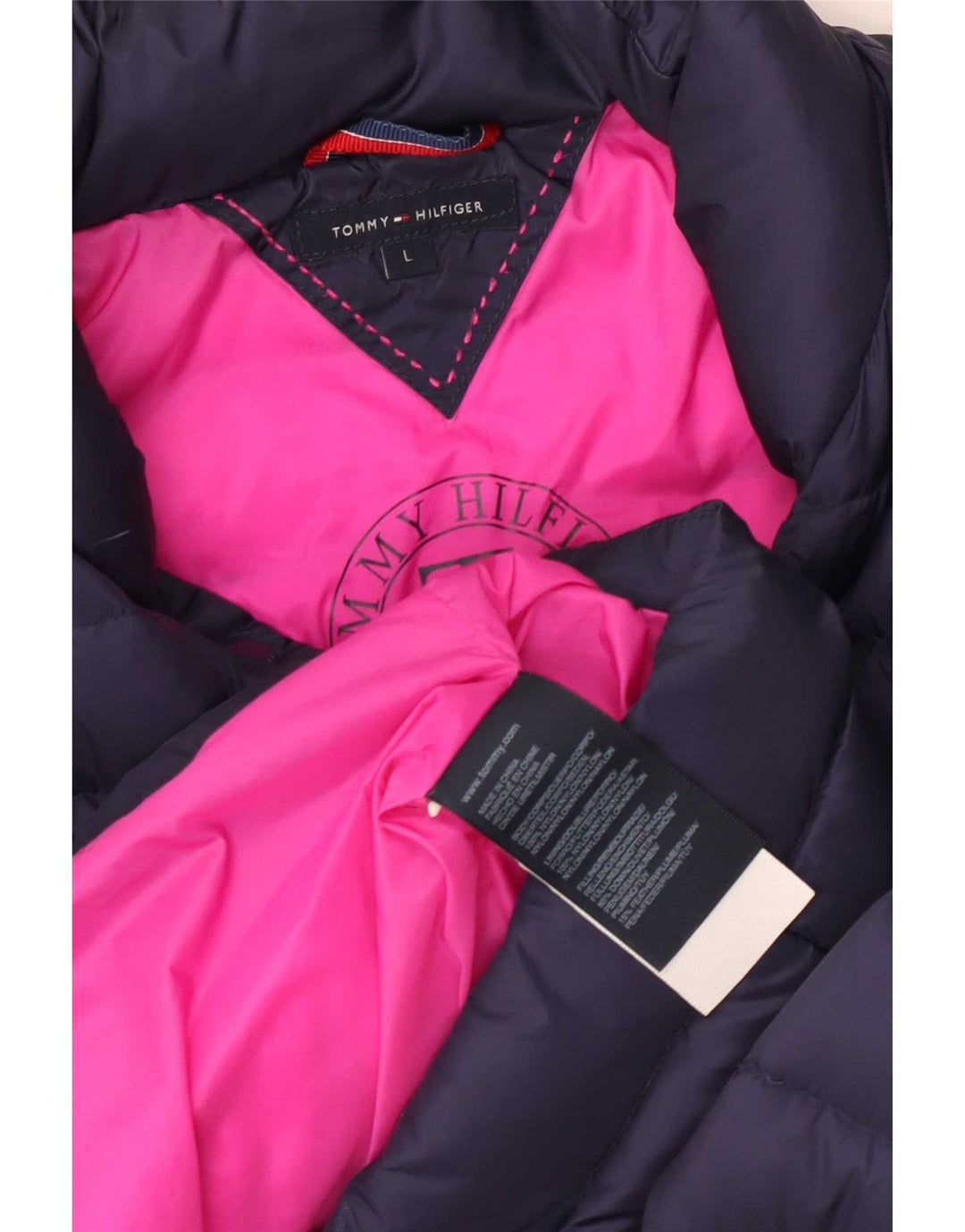 Tommy Hilfiger Chaqueta acolchada para mujer UK 46 Large Nylon azul marino