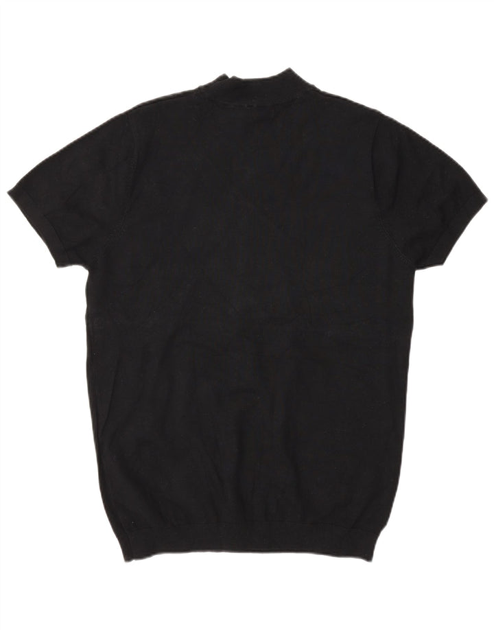 Zara Hombre Jersey De Manga Corta Con Cuello De Tortuga Suéter Pequeño Negro