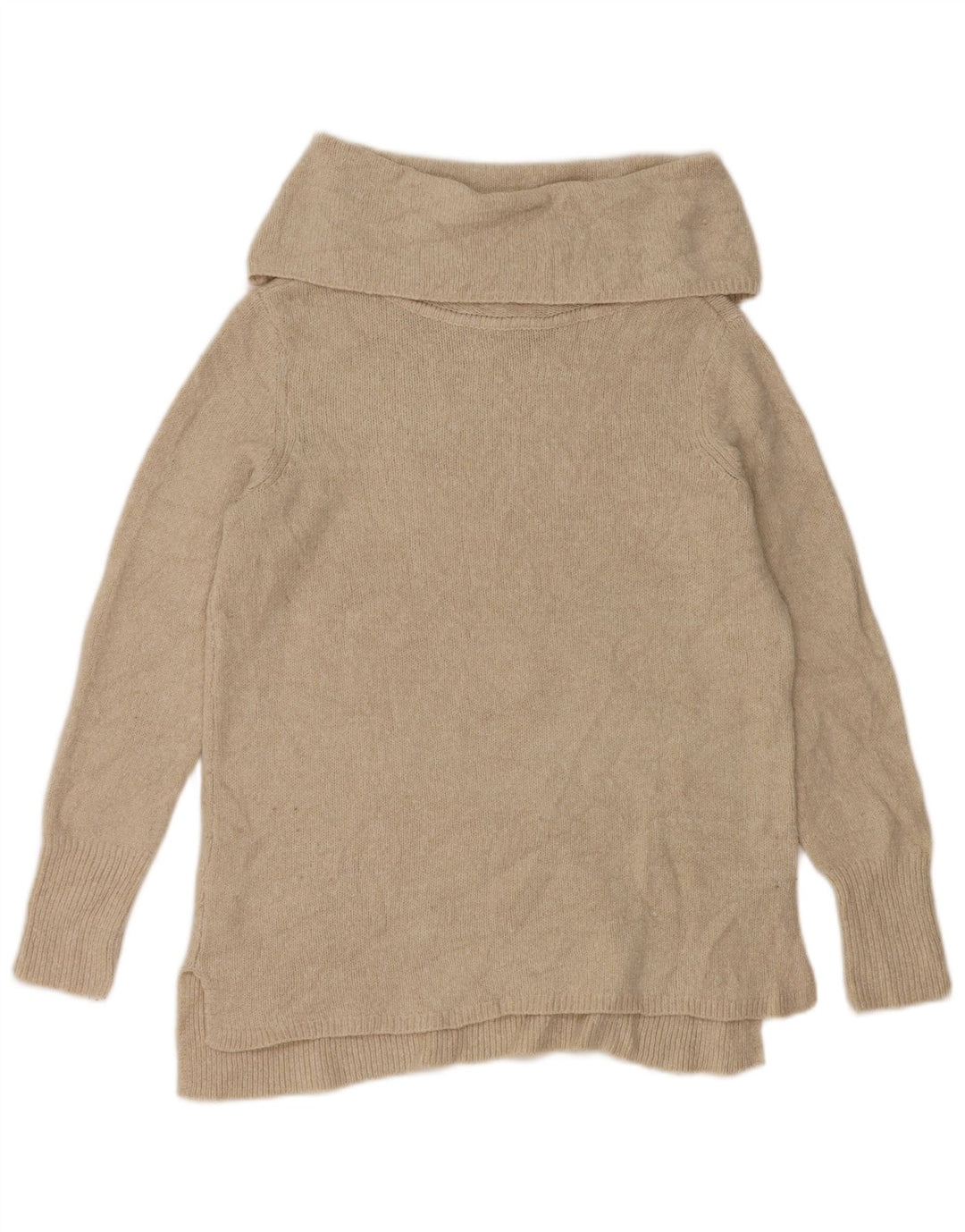 DKNY Suéter tipo jersey con cuello vuelto para mujer Reino Unido 10 Pequeño Acrílico beige
