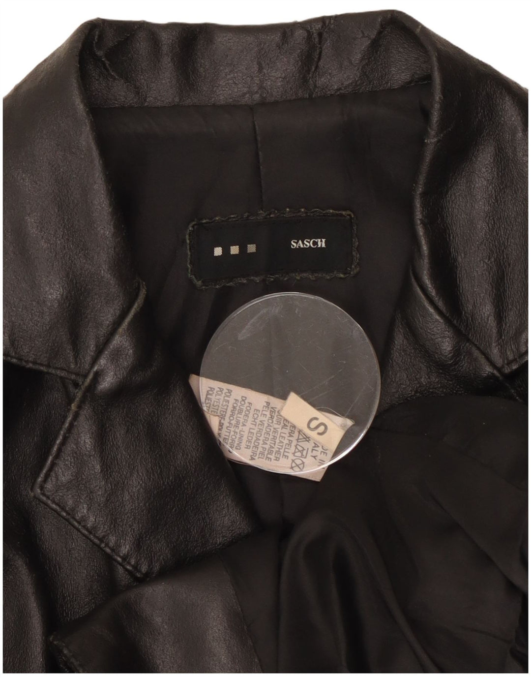 Sasch Chaqueta Blazer de Cuero con 2 Botones para Mujer UK 10 Small Black Leather