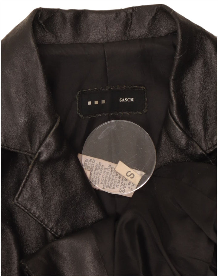 Sasch Chaqueta Blazer de Cuero con 2 Botones para Mujer UK 10 Small Black Leather