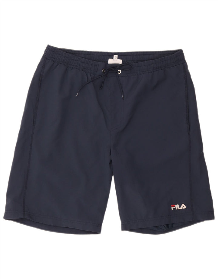 Fila - Pantalones cortos deportivos para hombre, talla grande, poliéster azul marino