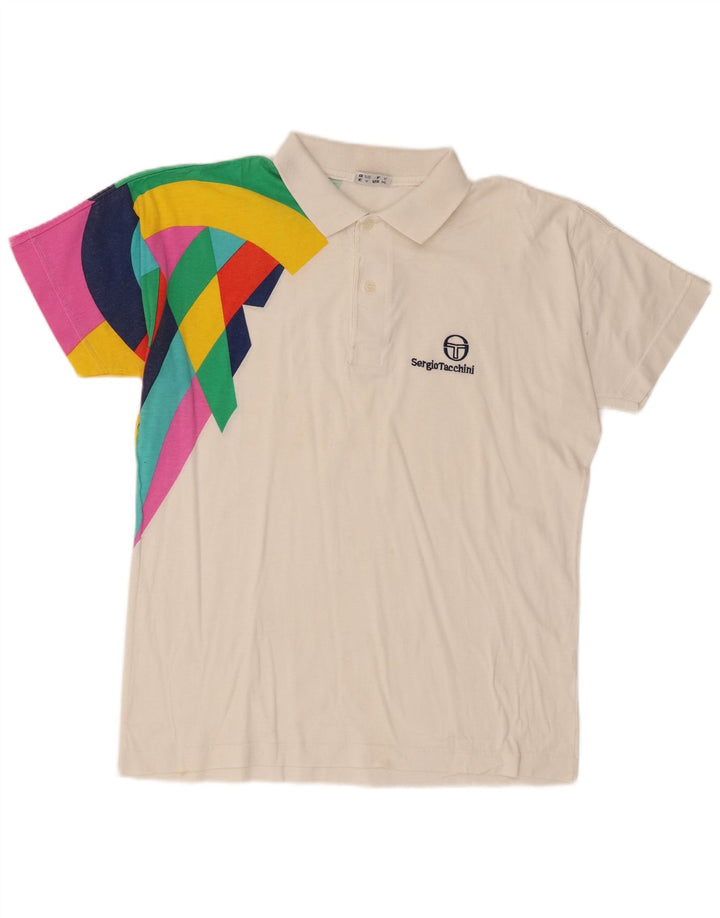 Sergio Tacchini Polo De Hombre De Algodón Color Block Blanco Mediano