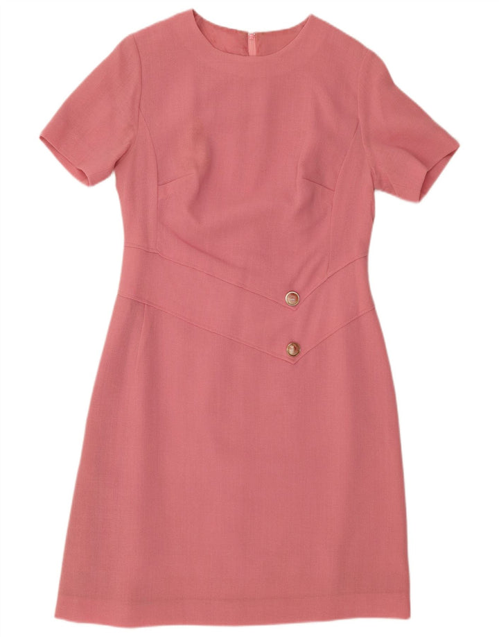 VINTAGE Vestido de vaina para mujer Reino Unido 12 Rosa medio