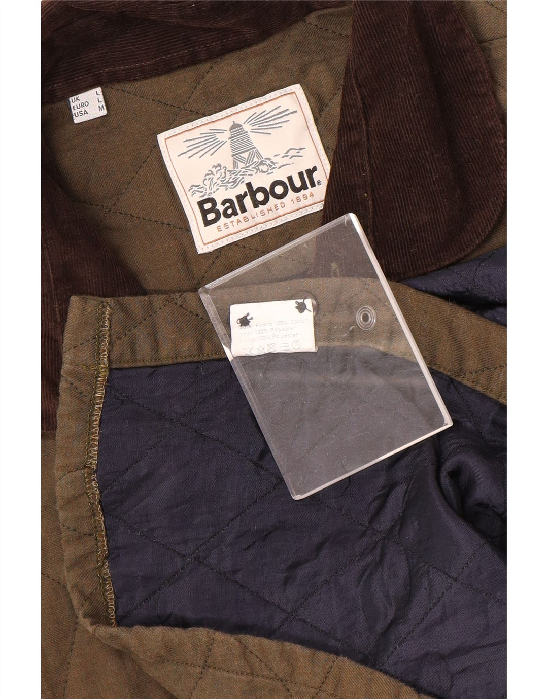 Barbour Chaqueta acolchada para hombre Reino Unido 40 Grande Algodón caqui