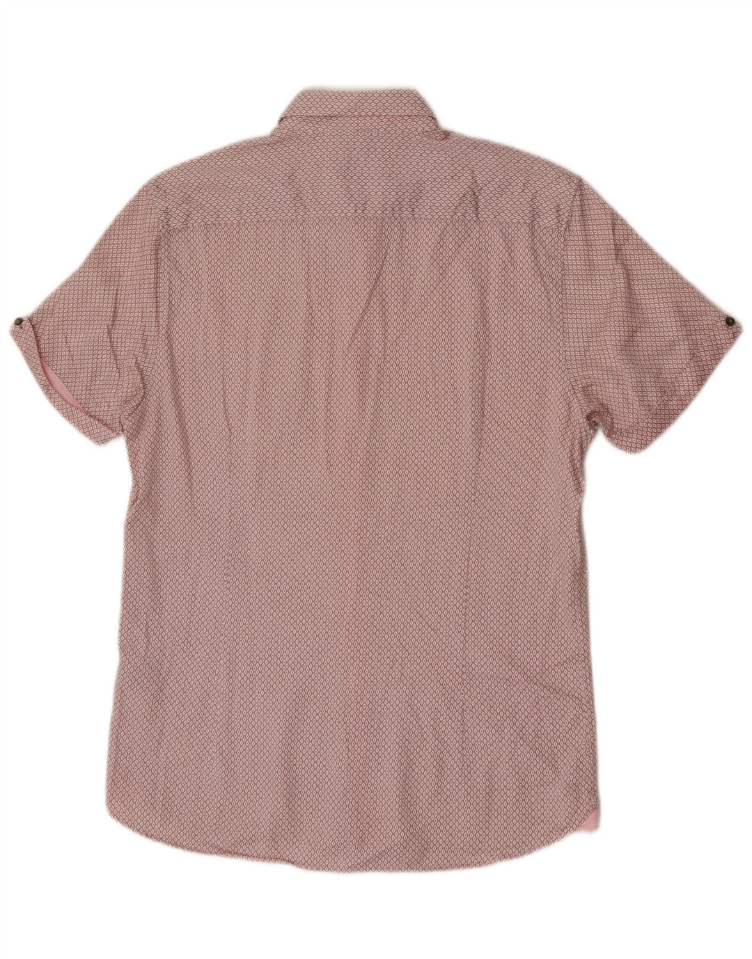 Ted Baker Camisa de manga corta para hombre Talla 3 Algodón Argyle/Diamond rosa mediano