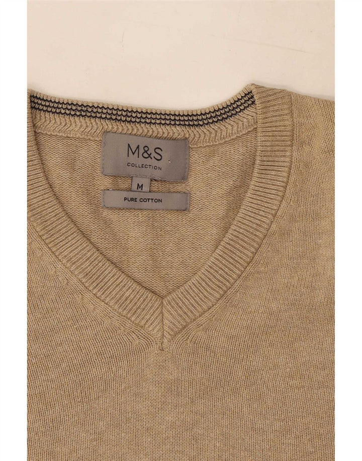 Marks & Spencer Jersey con Cuello en V para Hombre de algodón Beige Medio