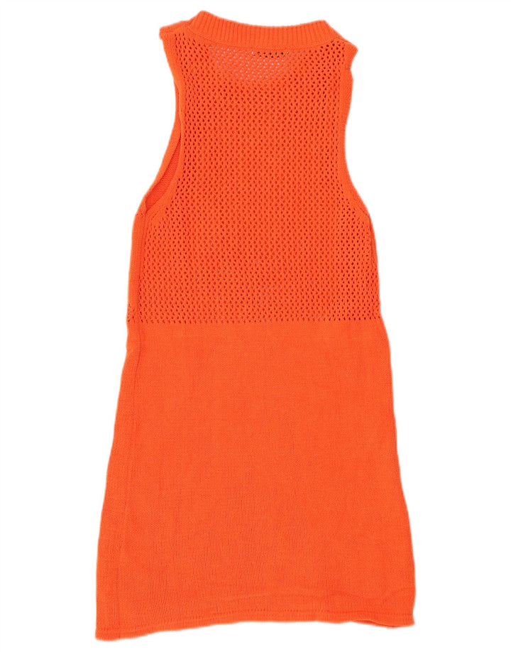 ZARA Vestido tipo jersey sin mangas para mujer UK 8 Small Naranja Poliéster