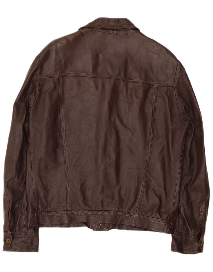 Vintage hombres chaqueta de cuero Reino Unido 36 pequeño marrón