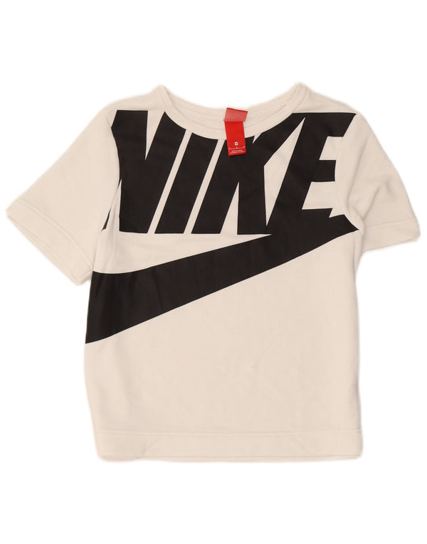 Nike - Sudadera gráfica de manga corta para mujer, talla 40, color blanco