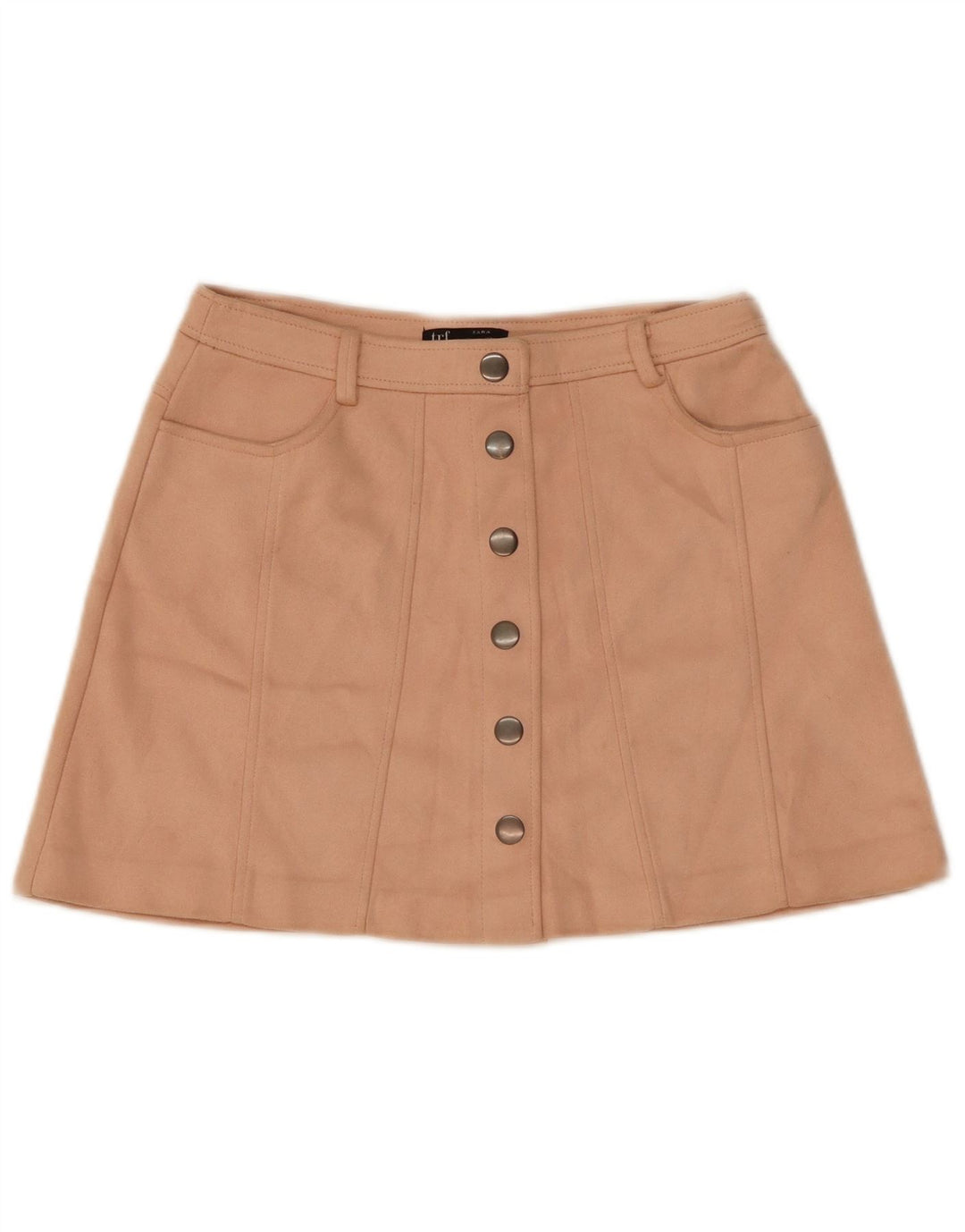 Zara Mujer Mini Falda Mediana W28 L15 Poliéster Beige