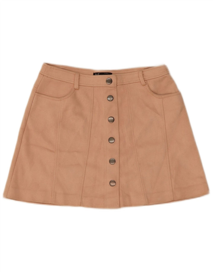 Zara Mujer Mini Falda Mediana W28 L15 Poliéster Beige