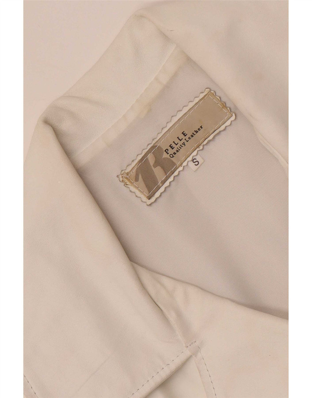 Vintage mujer 3 botones cuero Blazer chaqueta Reino Unido 10 pequeño blanco