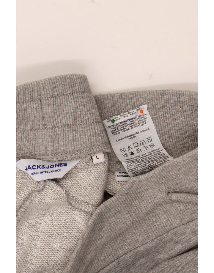 JACK & JONES Pantalones cortos deportivos para hombre de algodón gris grande