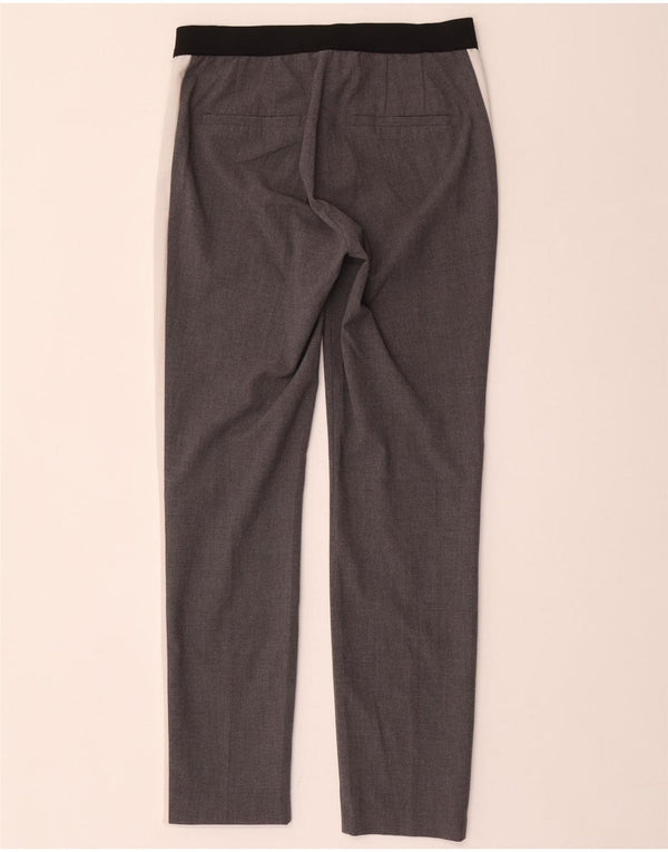 Zara Mujer Pantalón Chino Slim Small W26 L28 Poliéster Color Block Gris