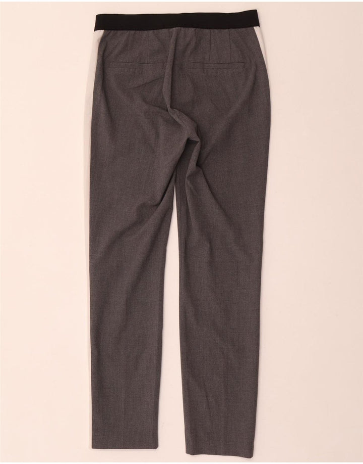 Zara Mujer Pantalón Chino Slim Small W26 L28 Poliéster Color Block Gris