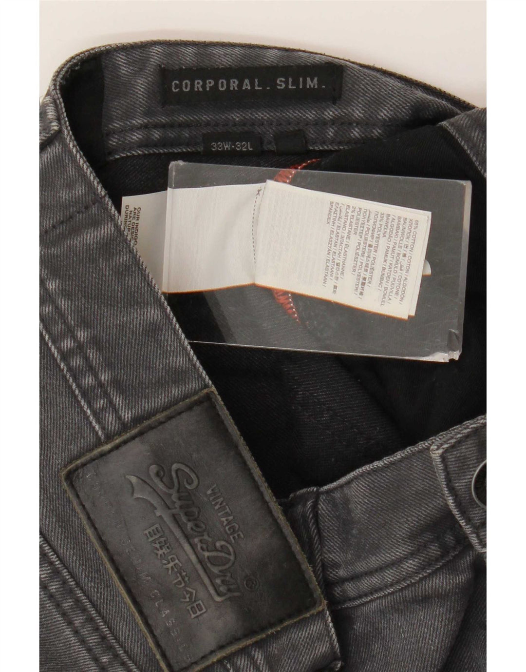 Vaqueros Superdry Corporal Slim para hombre W33 L32 Algodón gris