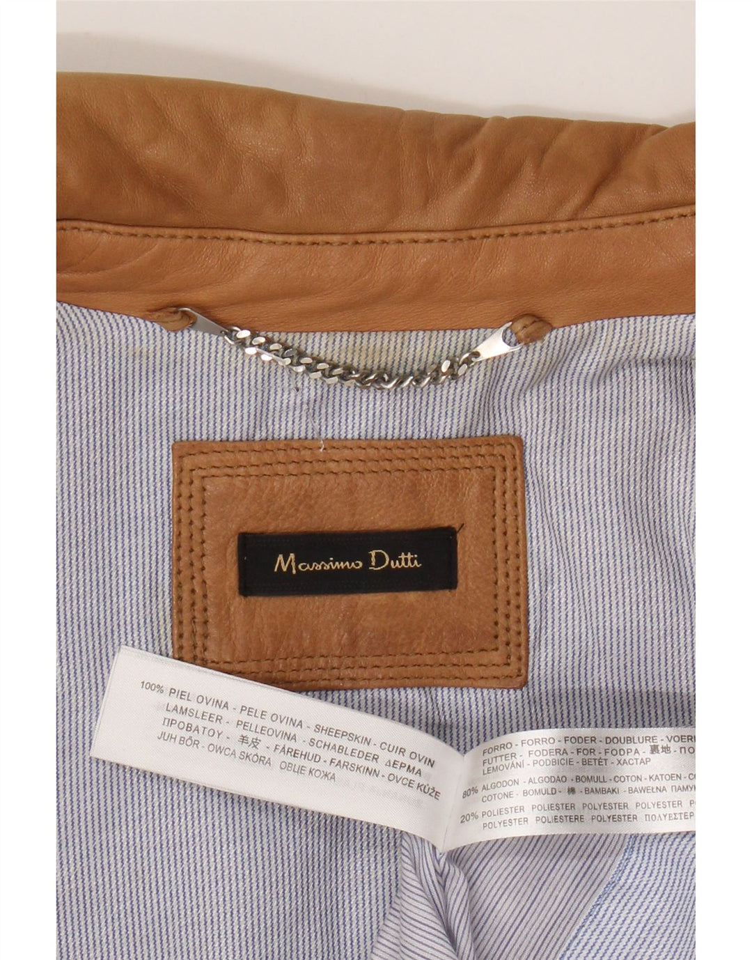 Massimo Dutti Chaqueta Corta De Cuero Para Mujer UK 42 Piel De Oveja Beige Mediana