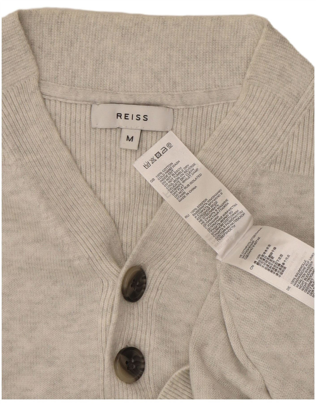 Jersey Con Cuello En V Reiss Hombre Gris Medio Moteado