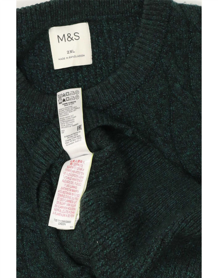 Marks & Spencer - Jersey de cuello redondo para hombre, talla 2XL, poliamida verde