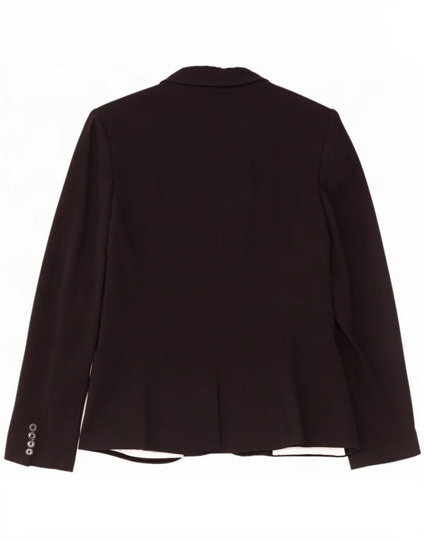 Zara Mujer Chaqueta Blazer De 1 Botón UK 10 Small Viscosa Negra