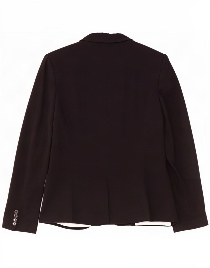 Zara Mujer Chaqueta Blazer De 1 Botón UK 10 Small Viscosa Negra