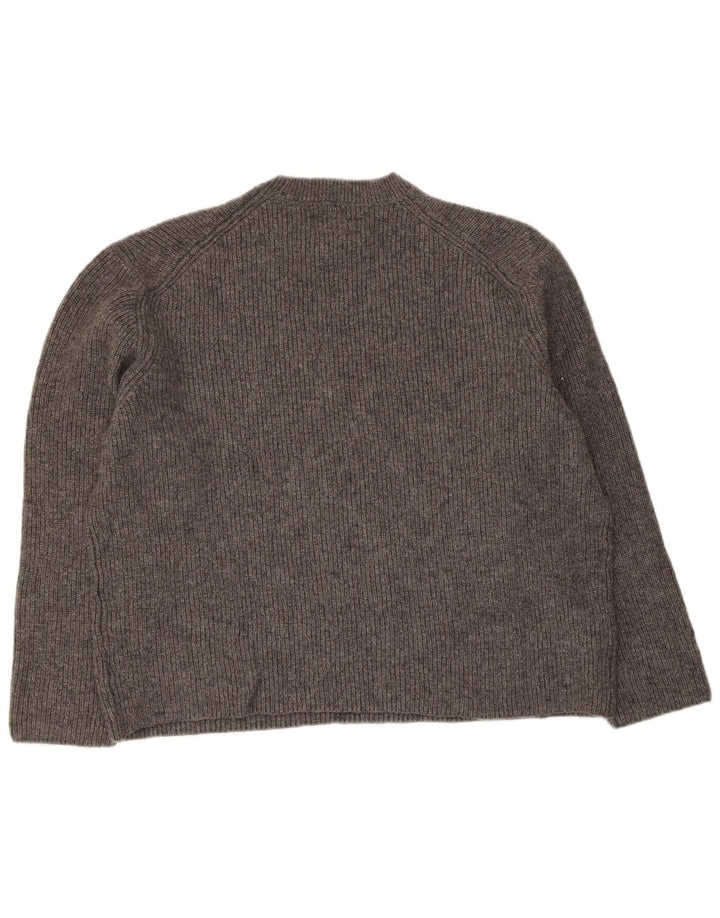 All Saints Jersey extragrande con cuello redondo para mujer, talla 44, lana gris medio