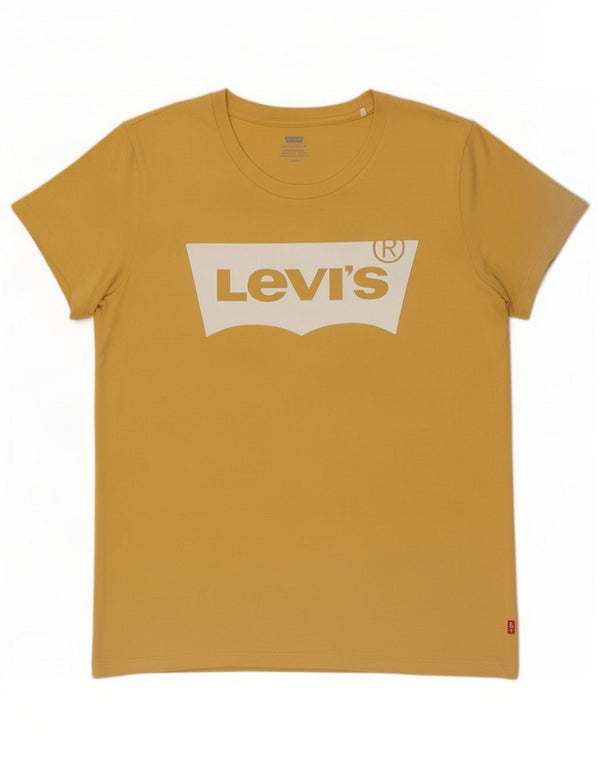 Levi's Camiseta con gráfico extragrande para mujer UK 10 Small Yellow Cotton