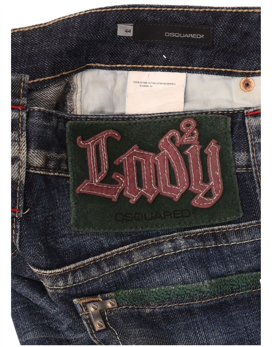 Vaqueros rectos súper bajos para mujer Dsquared2 IT 44 Medium W32 L35 Blue Spotted