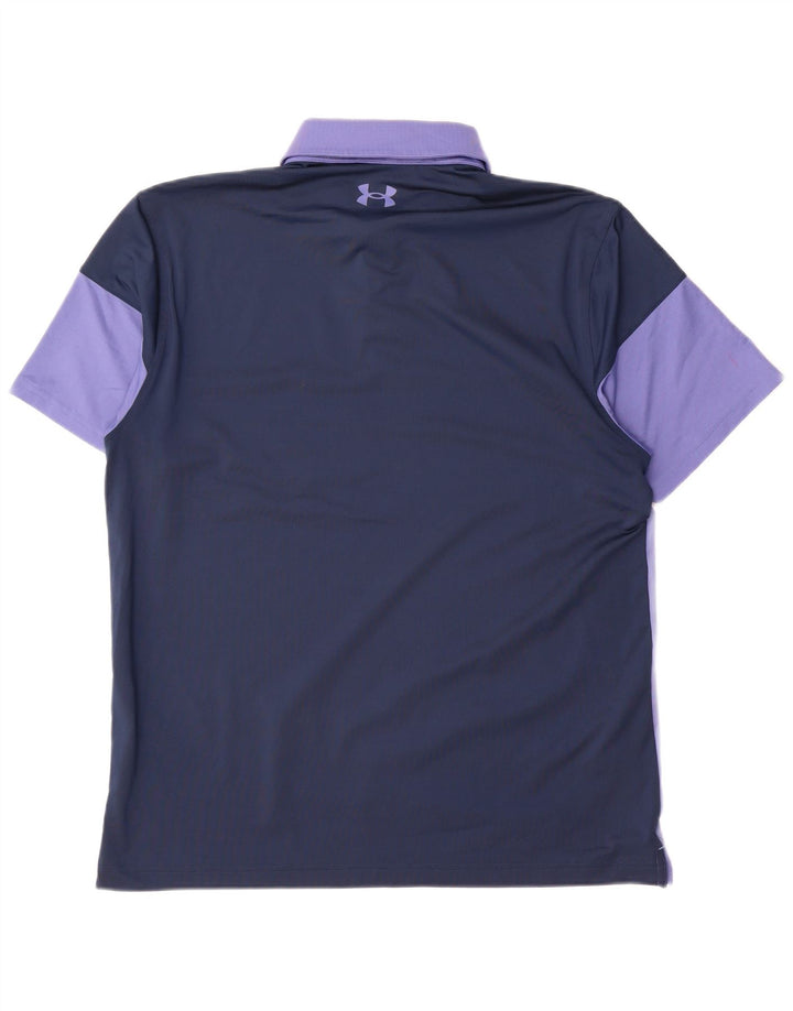 Under Armour Polo para hombre, poliéster color block, color morado, talla grande