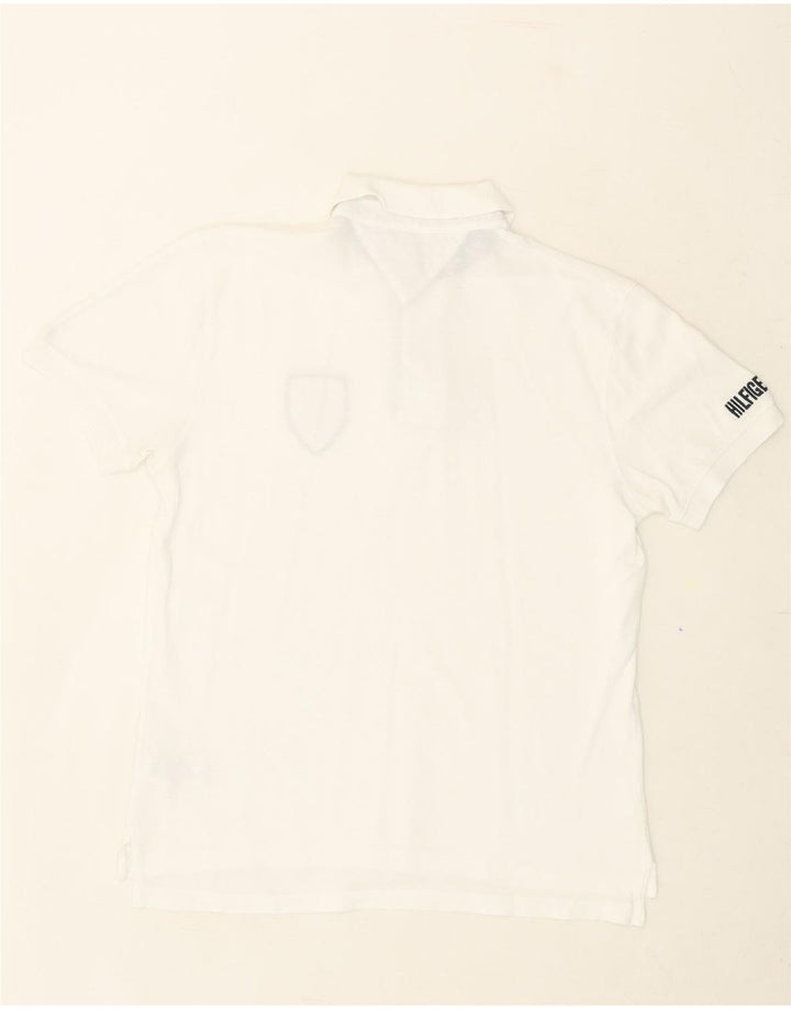 TOMMY HILFIGER Mens Polo Shirt Medium White Cotton Vintage Tommy Hilfiger and Second-Hand Tommy Hilfiger from Messina Hembry 