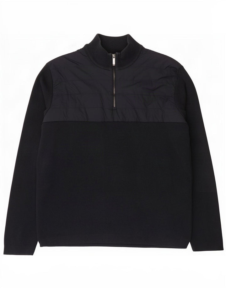 Massimo Dutti Hombre Jersey Con Cremallera Y Cuello Jersey Grande Azul Marino Algodón