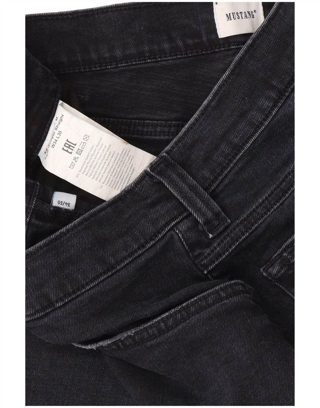 Mustang Vaqueros rectos recortados para hombre W34 L24 Algodón azul marino