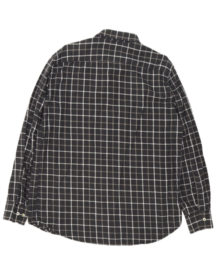 Camisa Carrera Regular Fit Hombre XL Algodón A Cuadros Gris