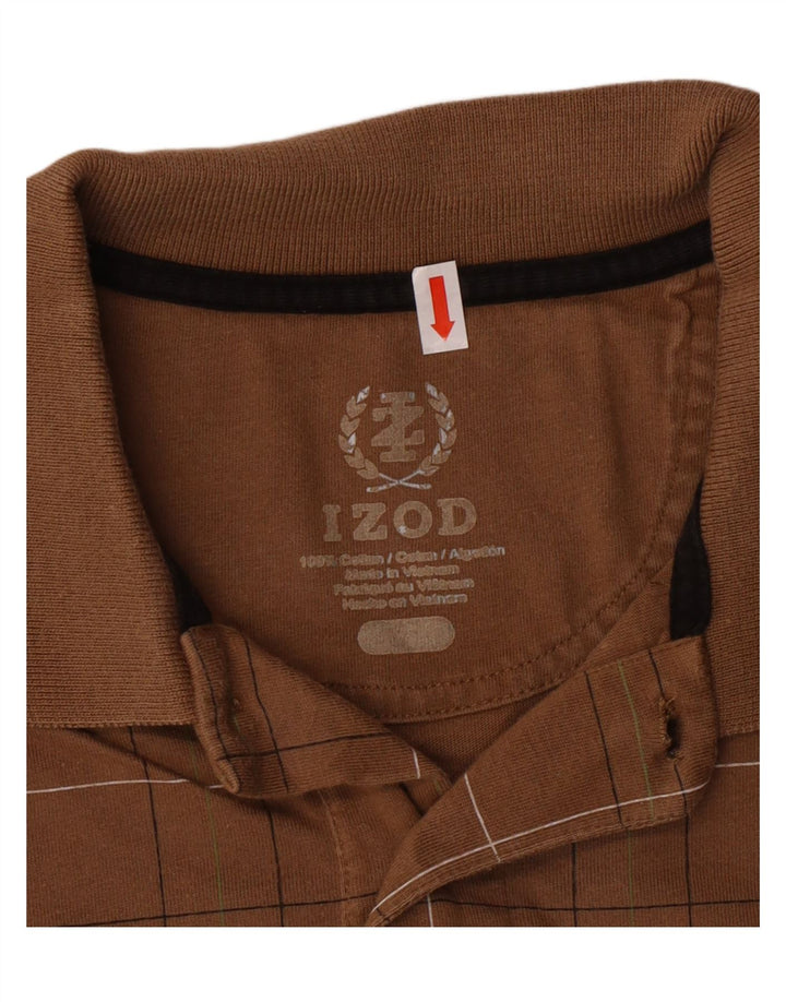 Polo Izod Hombre Algodón Geométrico Marrón Medio