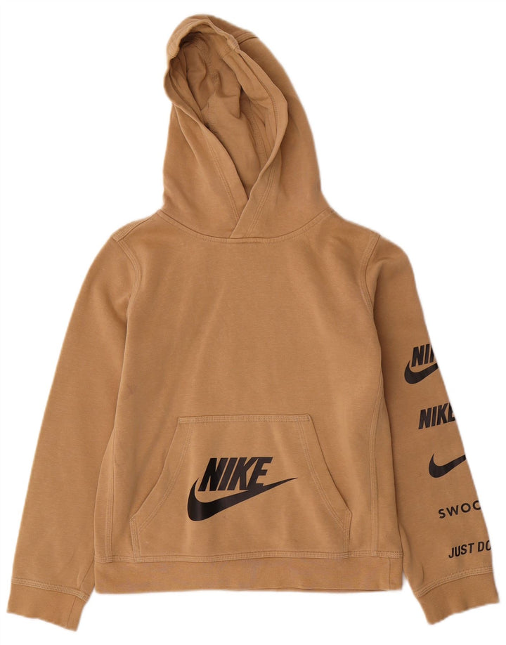 NIKE Sudadera con capucha gráfica para niños 10-11 años Algodón beige medio