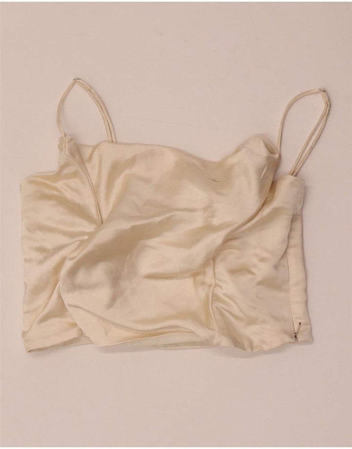 Zara Mujer Crop Cami Top UK 44 Grande Blanco Roto