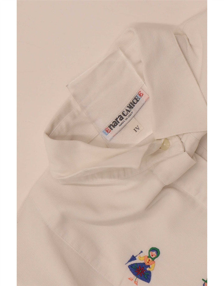 Naracamicee Blusa gráfica para mujer UK 40 Mediana Blanca Étnica