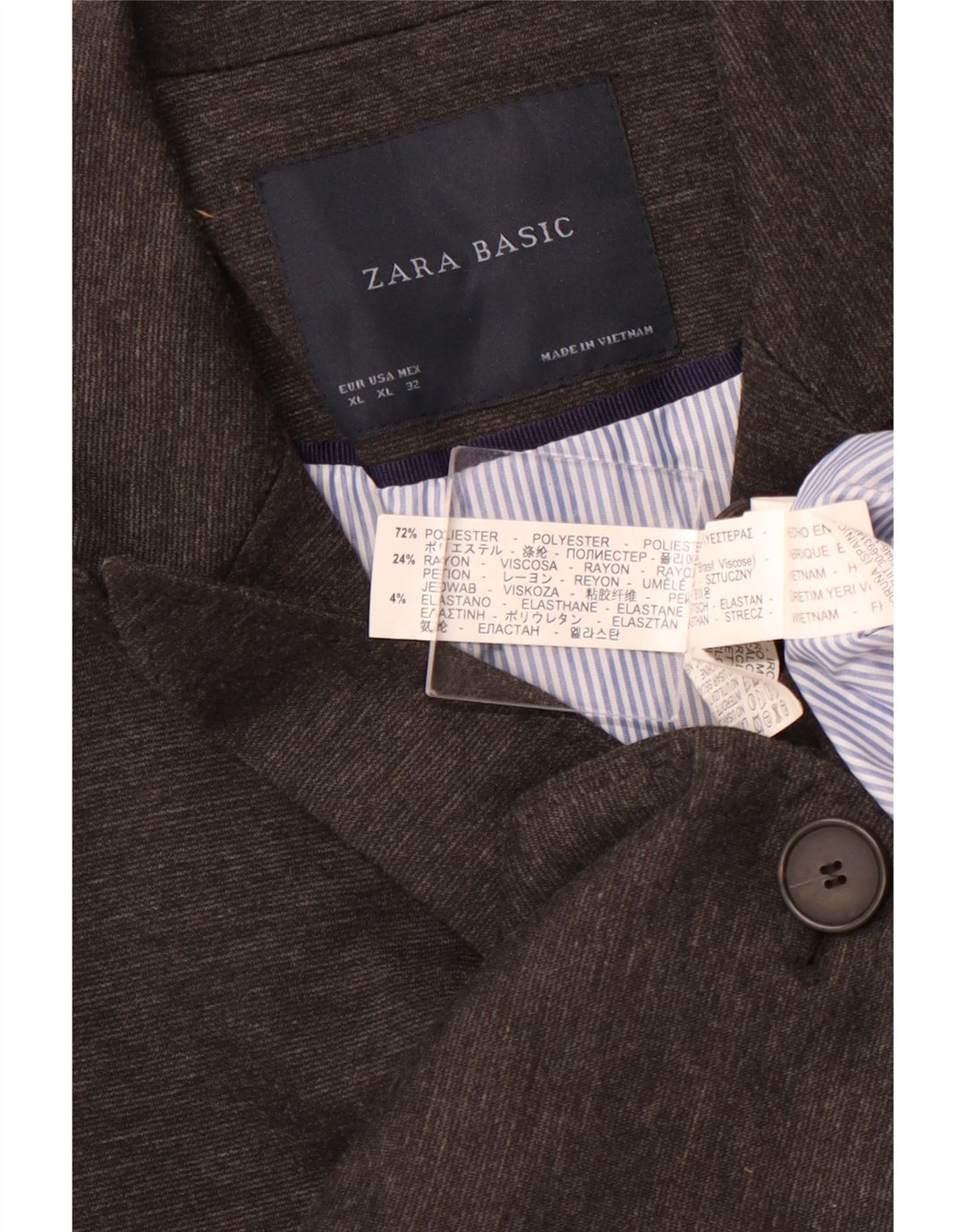 ZARA Chaqueta Blazer De 1 Botón Mujer ES 40 XL Poliéster Gris