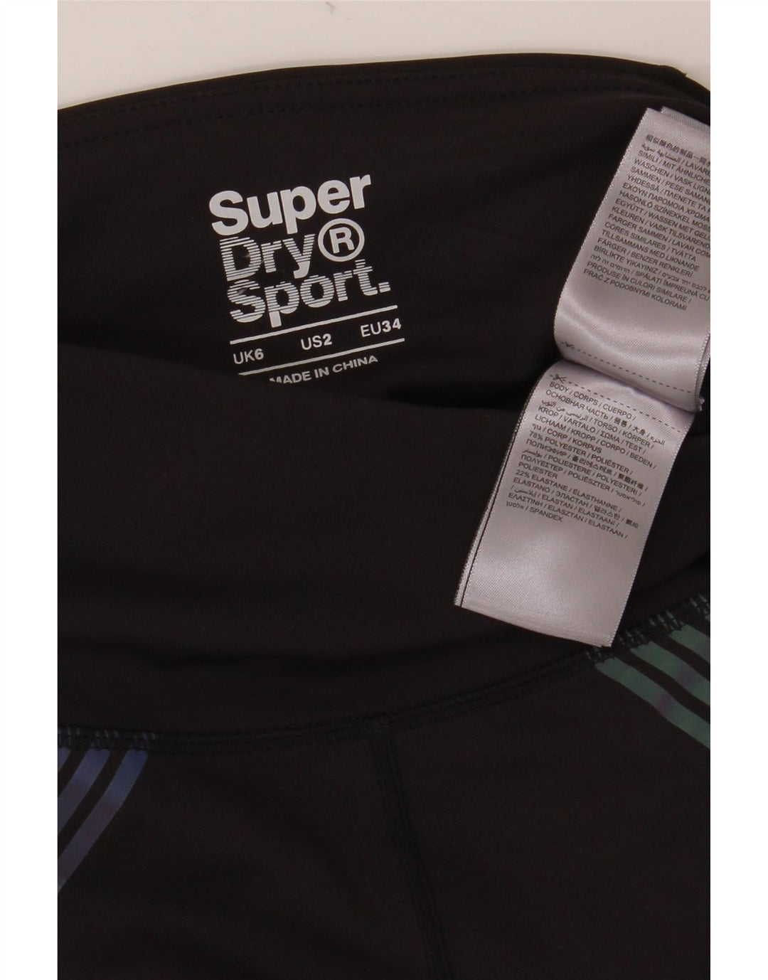 SUPERDRY Leggings gráficos para mujer UK 6 Small Poliéster negro