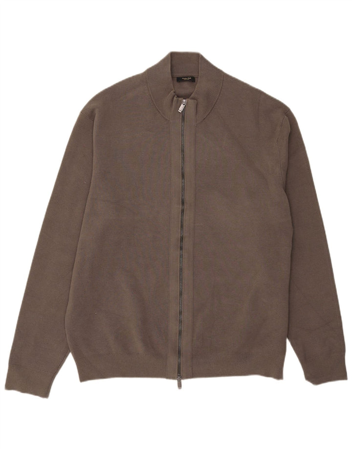 Massimo Dutti Jersey Cárdigan Hombre XL Gris Algodón