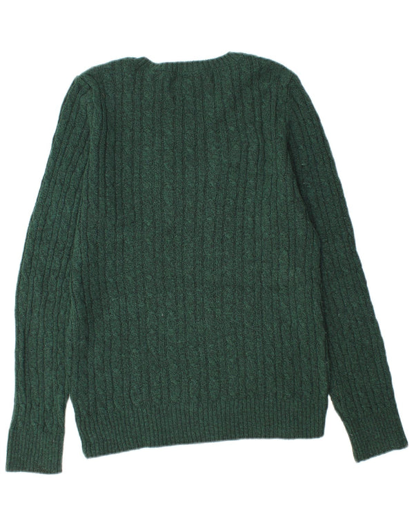 Superdry Suéter tipo jersey con cuello redondo para mujer, Reino Unido 40, Acrílico verde medio
